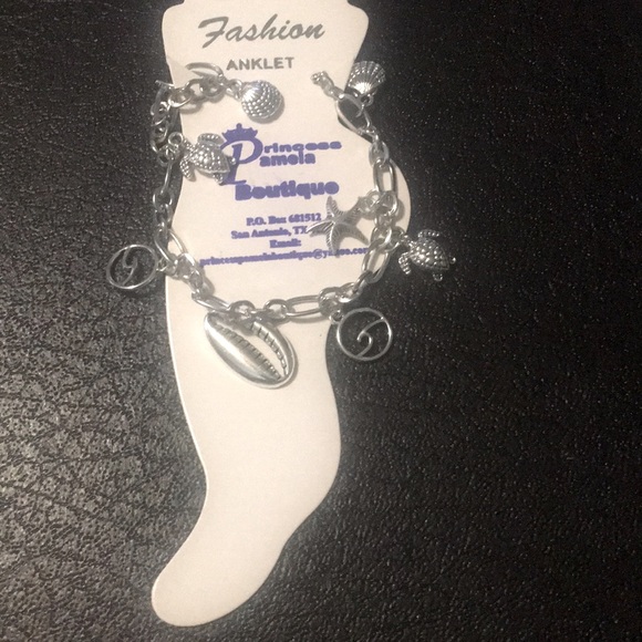 🔵Wave Turtle Shell Silver Tone Chain Link Anklet - Picture 2 of 3